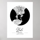 Minimalist Black & White Bali City Map Poster (Voorkant)
