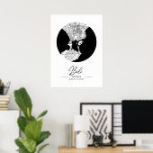 Minimalist Black & White Bali City Map Poster (Thuiskantoor)