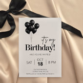 Minimalist Black & White Balloon Birthday Kaart