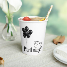 Minimalist Black & White Balloon Birthday Party Papieren Bekers