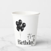 Minimalist Black & White Balloon Birthday Party Papieren Bekers (Achterkant)