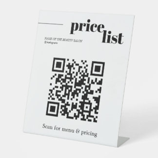 Minimalist Black White Bold QR Code Salon Reclamebord Met Voetstuk