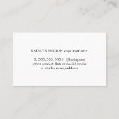 Minimalist Black White Bold Yoga Visitekaartje (Achterkant)