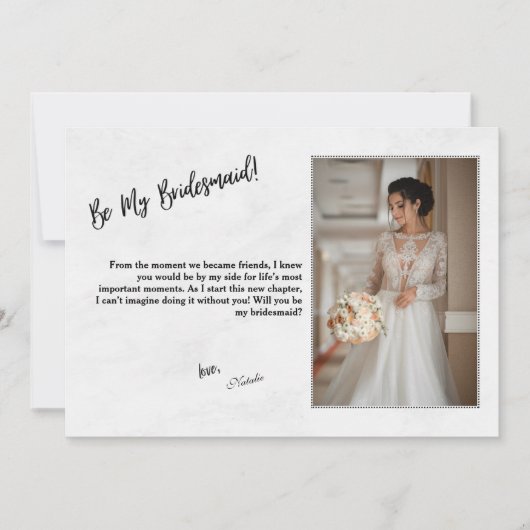 Minimalist Black & White Bridesmaid Proposal Card Kaart (Voorkant)