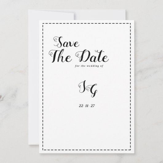 Minimalist black white calligraphy Save The Date Kaart (Voorkant)