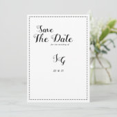 Minimalist black white calligraphy Save The Date Kaart (Staand voorkant)