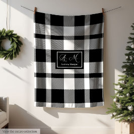 Minimalist Black White Checkered Blanket for Men Fleece Deken