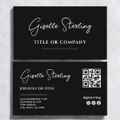 Minimalist Black White Company QR Code Script Visitekaartje