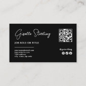 Minimalist Black White Company QR Code Script Visitekaartje (Achterkant)