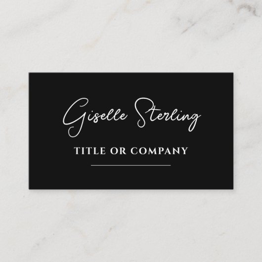 Minimalist Black White Company QR Code Script Visitekaartje (Voorkant)