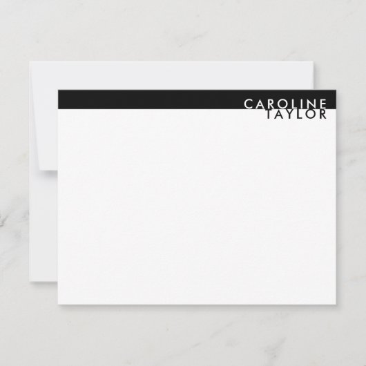 Minimalist Black & White Custom Name Stationery Notitiekaartje (Voorkant)
