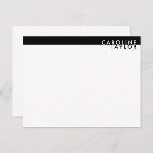 Minimalist Black & White Custom Name Stationery Notitiekaartje (Voorkant / Achterkant)