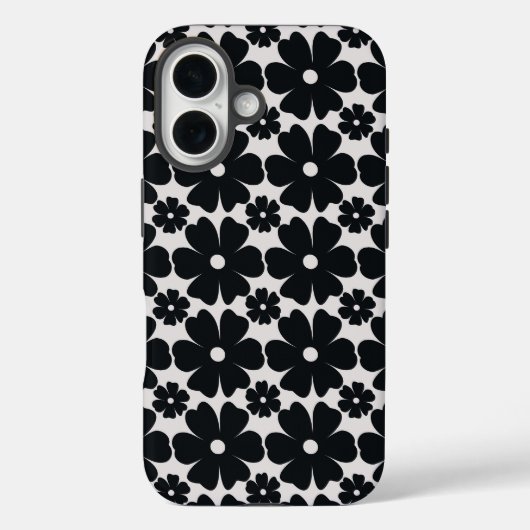 Minimalist black & white daisy pattern Case-Mate iPhone case (Achterkant)
