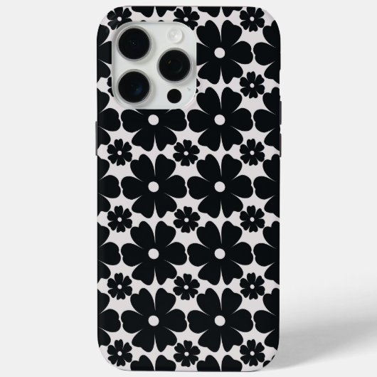 Minimalist black & white daisy pattern Case-Mate iPhone case (Achterkant)