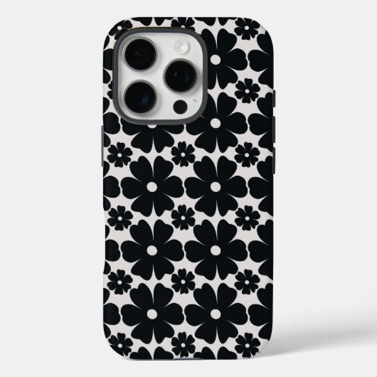 Minimalist black & white daisy pattern Case-Mate iPhone case (Achterkant)