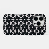 Minimalist black & white daisy pattern iPhone hoesje (Achterkant horizontaal)