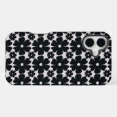 Minimalist black & white daisy pattern iPhone hoesje (Achterkant horizontaal)