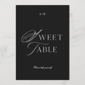 Minimalist Black & White Dessert Table Sign Kaart (Voorkant)