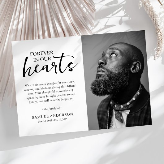 Minimalist Black & White Funeral Thank You Bedankkaart