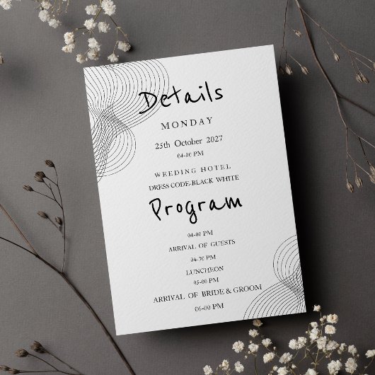 Minimalist black white geometric Details Program Kaart