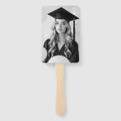 Minimalist Black & White Graduation Cap and Bow Handwaaier (Achterkant)