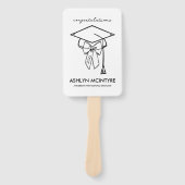 Minimalist Black & White Graduation Cap and Bow Handwaaier (Voorkant)