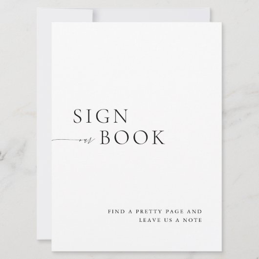 Minimalist Black & White Guest Book Sign Kaart (Voorkant)