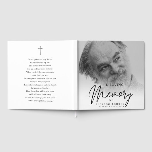 Minimalist Black & White In Loving Memory Funeral Gastenboek (Volledig)