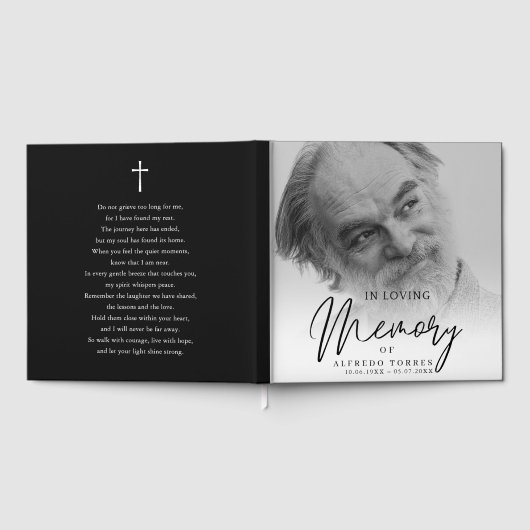 Minimalist Black & White In Loving Memory Funeral  Gastenboek (Volledig)