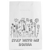 Minimalist Black White Love Typography Elegant  Medium Cadeauzakje (Achterkant)