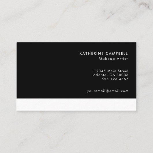 Minimalist Black White Makeup Business Card Visitekaartje (Achterkant)