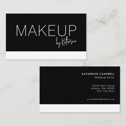 Minimalist Black White Makeup Business Card Visitekaartje (Voorkant / Achterkant)