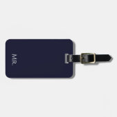 Minimalist Black & White “Mr” Modern Travel Bagagelabel (Voorkant horizontaal)