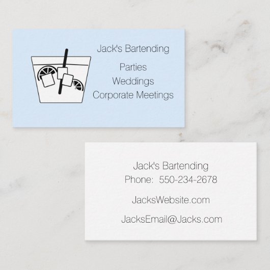 Minimalist Black & White on Blue Visitekaartje (Voorkant / Achterkant)