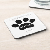 Minimalist Black & White Paw Print Tribute Bier Onderzetter (Linkerzijde)