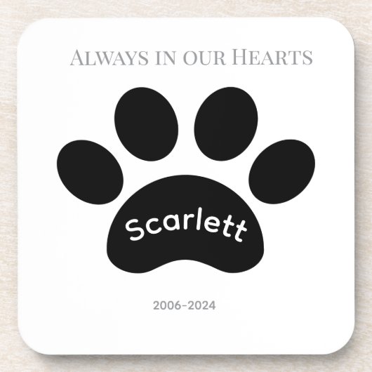 Minimalist Black & White Paw Print Tribute Bier Onderzetter (Voorkant)