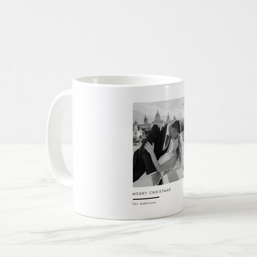 Minimalist Black & White Photo Christmas Gift Koffiemok (Voorkant links)