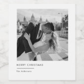 Minimalist Black & White Photo Christmas Wijn Etiket (Enkel label)