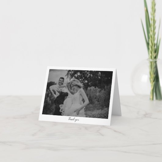 Minimalist Black White Photo Custom Message Bedankkaart (Voorkant)