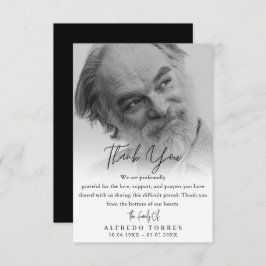 Minimalist Black & White Photo Funeral Sympathy  Bedankkaart