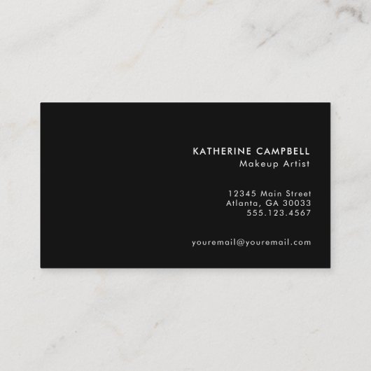 Minimalist Black White Photo Makeup Business Card Visitekaartje (Achterkant)
