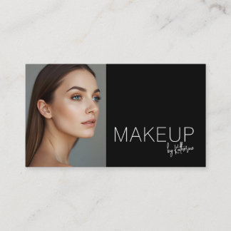 Minimalist Black White Photo Makeup Business Card Visitekaartje