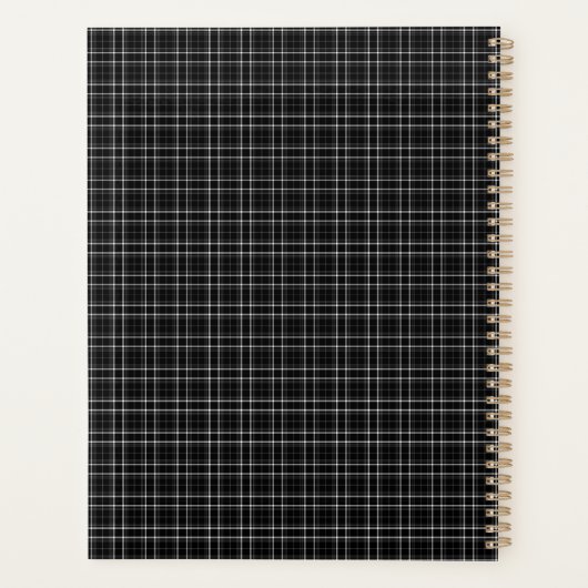 Minimalist Black & White Plaid Planner (Achterkant)