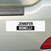Minimalist Black & White Plain Elegant Modern Name Bumpersticker (Op auto)