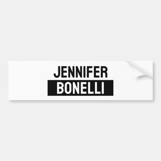 Minimalist Black & White Plain Elegant Modern Name Bumpersticker (Voorkant)