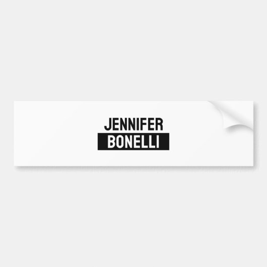 Minimalist Black & White Plain Elegant Modern Name Bumpersticker (Voorkant)