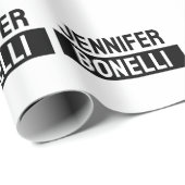 Minimalist Black & White Plain Elegant Modern Name Cadeaupapier (Rol Hoek)