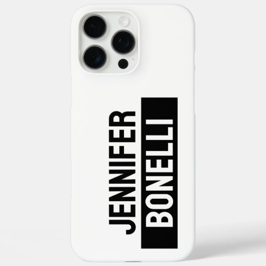 Minimalist Black & White Plain Elegant Modern Name Case-Mate iPhone Case (Achterkant)