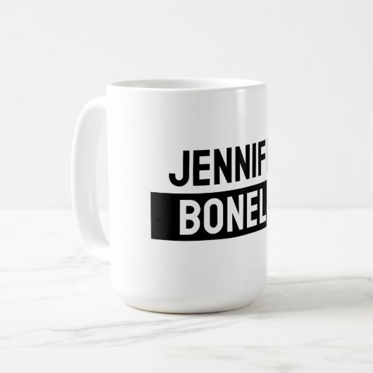 Minimalist Black & White Plain Elegant Modern Name Koffiemok (Voorkant links)