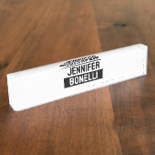 Minimalist Black & White Plain Elegant Modern Name Naambordje (Zijkant)